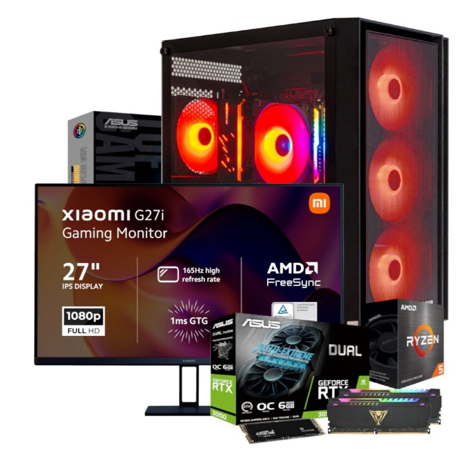 PCBuilder Ryzen 5 5600X SENTINEL 3050 Win11 Gaming PC + Xiaomi 27″ 165Hz