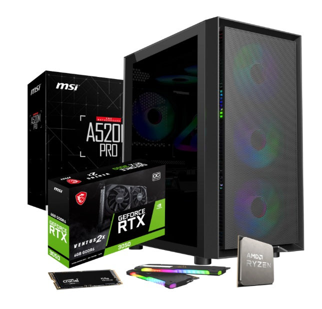 PCBuilder AMD Ryzen 5 5500 SCOUT RTX3050 Win11 Gaming PC